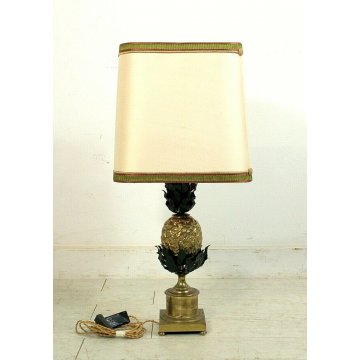LAMPADA DA TAVOLO  MAISON CHARLES PINEAPPLE LAMP FRANCIA  BRONZO OTTONE '70