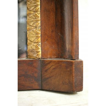 ANTICA SPECCHIERA CAMINIERA IMPERO CORNICE NOCE DECORO FOGLIE D'ACANTO ORO1840