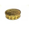 SCATOLA BISCOTTI LATTA STERLINA ORO ENGLAND METAL BISCUITS BOX diam. 25,5CM 50's