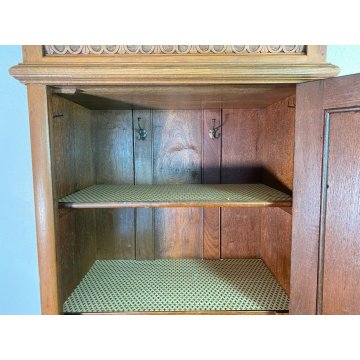 ANTICO ARMADIO LEGNO TEAK 1 ANTA SPECCHIO 2 CASSETTI GUARDAROBA OLD PRIMI 1900