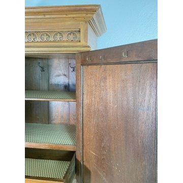 ANTICO ARMADIO LEGNO TEAK 1 ANTA SPECCHIO 2 CASSETTI GUARDAROBA OLD PRIMI 1900