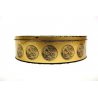 SCATOLA BISCOTTI LATTA STERLINA ORO ENGLAND METAL BISCUITS BOX diam. 25,5CM 50's