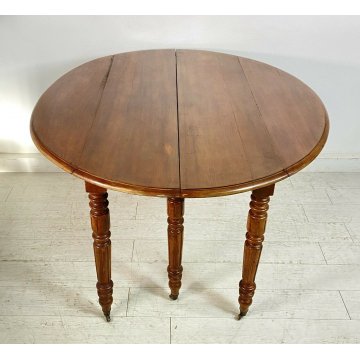 ANTICO TAVOLO 2 BANDELLE ALLUNGABILE GAMBE ROCCHETTO 1800 TABLE LEGNO NOCE EPOCA