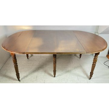 ANTICO TAVOLO 2 BANDELLE ALLUNGABILE GAMBE ROCCHETTO 1800 TABLE LEGNO NOCE EPOCA