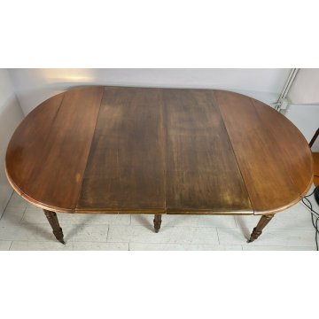 ANTICO TAVOLO 2 BANDELLE ALLUNGABILE GAMBE ROCCHETTO 1800 TABLE LEGNO NOCE EPOCA