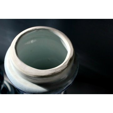 COPPIA ALBARELLO CERAMICA BIANCA ALBISOLA Lino DECORO BLU CLASSICO PUTTI '60  