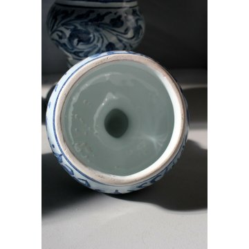 COPPIA ALBARELLO CERAMICA BIANCA ALBISOLA Lino DECORO BLU CLASSICO PUTTI '60  