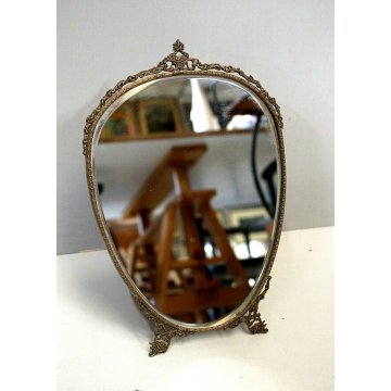 ANTICA SPECCHIERA  LIBERTY DA APPOGGIO SPEACCHIO MOLATO CORNICE ARGENTO '900
