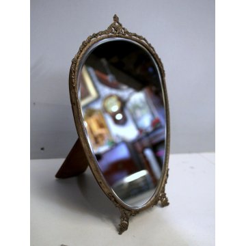 ANTICA SPECCHIERA  LIBERTY DA APPOGGIO SPEACCHIO MOLATO CORNICE ARGENTO '900