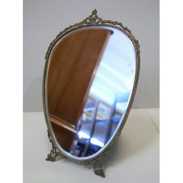 ANTICA SPECCHIERA  LIBERTY DA APPOGGIO SPEACCHIO MOLATO CORNICE ARGENTO '900