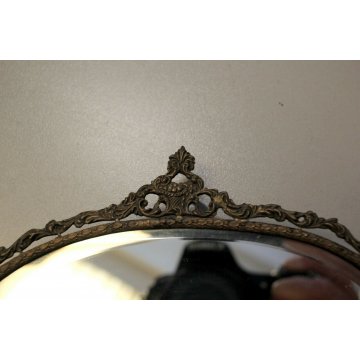 ANTICA SPECCHIERA  LIBERTY DA APPOGGIO SPEACCHIO MOLATO CORNICE ARGENTO '900