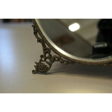 ANTICA SPECCHIERA  LIBERTY DA APPOGGIO SPEACCHIO MOLATO CORNICE ARGENTO '900