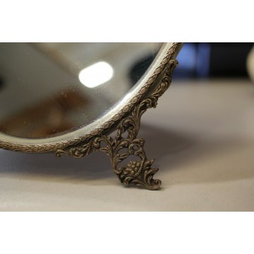 ANTICA SPECCHIERA  LIBERTY DA APPOGGIO SPEACCHIO MOLATO CORNICE ARGENTO '900