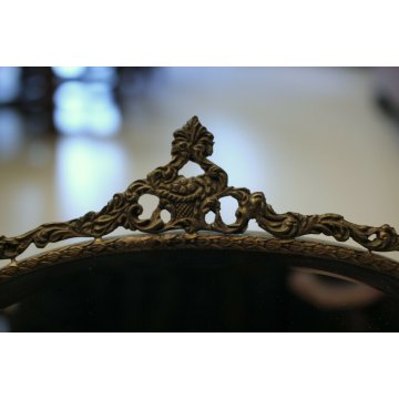 ANTICA SPECCHIERA  LIBERTY DA APPOGGIO SPEACCHIO MOLATO CORNICE ARGENTO '900