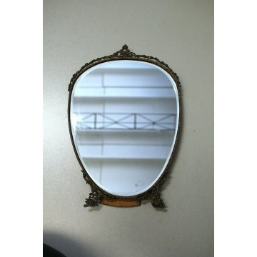 ANTICA SPECCHIERA  LIBERTY DA APPOGGIO SPEACCHIO MOLATO CORNICE ARGENTO '900