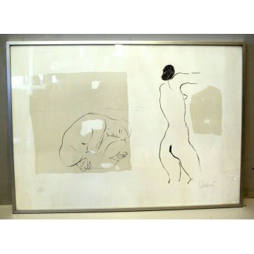 LITOGRAFIA COLORE Corrado Balest STAMPA  MULTIPLO 81/130 DISEGNO ASTRATTO NUDO 