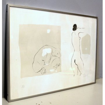 LITOGRAFIA COLORE Corrado Balest STAMPA  MULTIPLO 81/130 DISEGNO ASTRATTO NUDO 