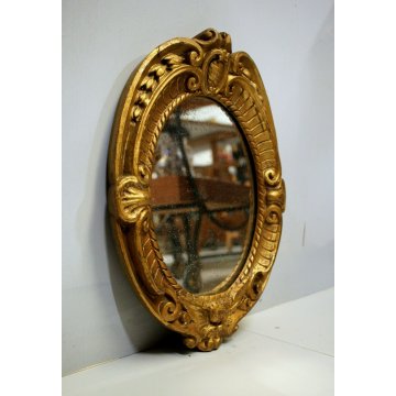 ANTICO SPECCHIO PARETE LEGNO INTAGLIATO ORO BAROCCO '800