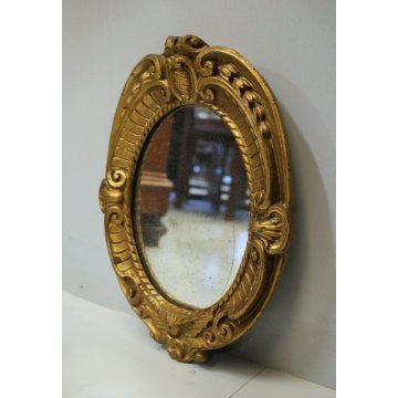 ANTICO SPECCHIO PARETE LEGNO INTAGLIATO ORO BAROCCO '800