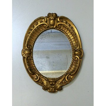 ANTICO SPECCHIO PARETE LEGNO INTAGLIATO ORO BAROCCO '800