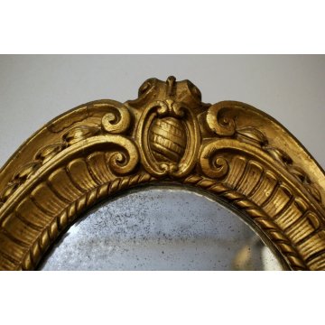 ANTICO SPECCHIO PARETE LEGNO INTAGLIATO ORO BAROCCO '800