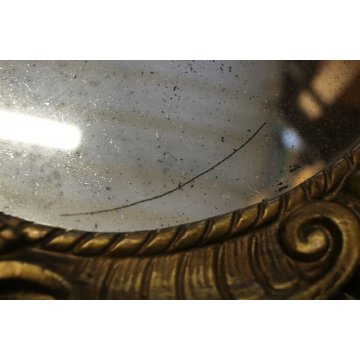 ANTICO SPECCHIO PARETE LEGNO INTAGLIATO ORO BAROCCO '800