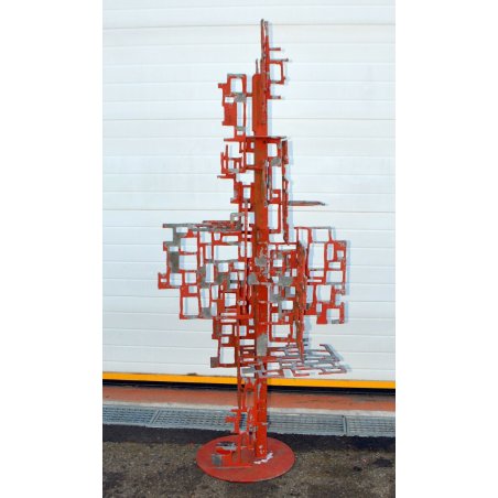 RARO TOTEM SCULTURA Roberto Aloi 1970 FERRO DESIGN OPERA D'ARTE METALLO VILLA 