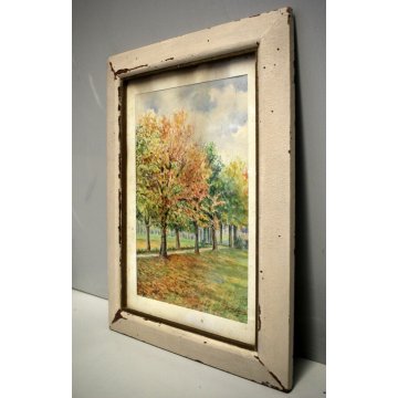 ANTICO ACQUERELLO G.Gagliardi PAESAGGIO AUTUNNALE ARONA MERCORAGO LAGO MAGGIORE 