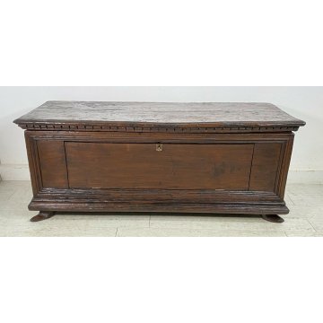 ANTICA CASSAPANCA PORTA TV LEGNO PIOPPO PANCA BAULE EPOCA 1700 PIEDI SCARPETTA 