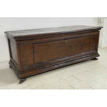 ANTICA CASSAPANCA PORTA TV LEGNO PIOPPO PANCA BAULE EPOCA 1700 PIEDI SCARPETTA 