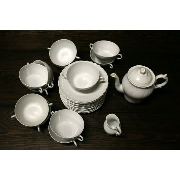 ANTICO SERVIZIO CONSOMME 11pers Richard Ginori CERAMICA BIANCA DECORO RILIEVO 