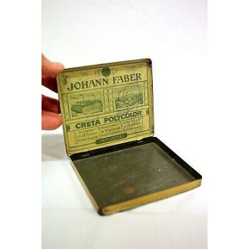 VECCHIA SCATOLA LATTA 12 COLORI JOHANN FABER CRETA POLYCOLOR LITHO TIN BOX 