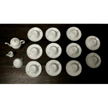 ANTICO SERVIZIO CONSOMME 11pers Richard Ginori CERAMICA BIANCA DECORO RILIEVO 
