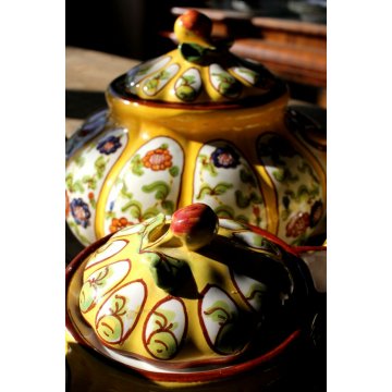 ANTICO SERVIZIO TE CERAMICA  Alba Docilia TEIERA ZUCCHERIERA LATTIERA PIATTINI  