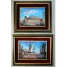 COPPIA QUADRO OLIO Voltolino Fontani PAESAGGIO CASALE TOSCANA ESPRESSIONISMO 900