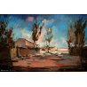COPPIA QUADRO OLIO Voltolino Fontani PAESAGGIO CASALE TOSCANA ESPRESSIONISMO 900