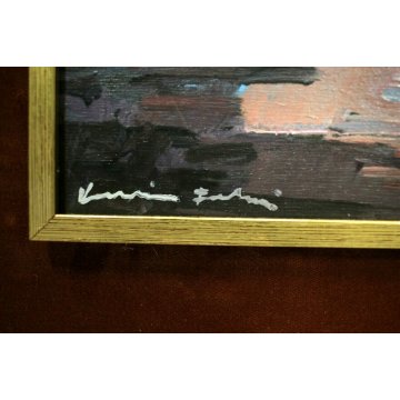 COPPIA QUADRO OLIO Voltolino Fontani PAESAGGIO CASALE TOSCANA ESPRESSIONISMO 900