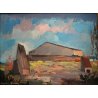 COPPIA QUADRO OLIO Voltolino Fontani PAESAGGIO CASALE TOSCANA ESPRESSIONISMO 900