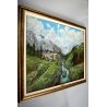 GRANDE QUADRO OLIO TELA Pietro Virgilio Lietti PAESAGGIO MONTANO ALTA BRIANZA 