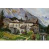 GRANDE QUADRO OLIO TELA Pietro Virgilio Lietti PAESAGGIO MONTANO ALTA BRIANZA 