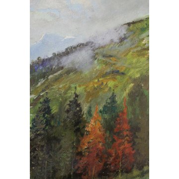 GRANDE QUADRO OLIO TELA Pietro Virgilio Lietti PAESAGGIO MONTANO ALTA BRIANZA 