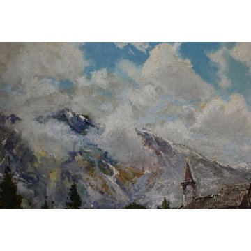 GRANDE QUADRO OLIO TELA Pietro Virgilio Lietti PAESAGGIO MONTANO ALTA BRIANZA 
