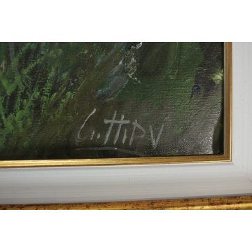 GRANDE QUADRO OLIO TELA Pietro Virgilio Lietti PAESAGGIO MONTANO ALTA BRIANZA 