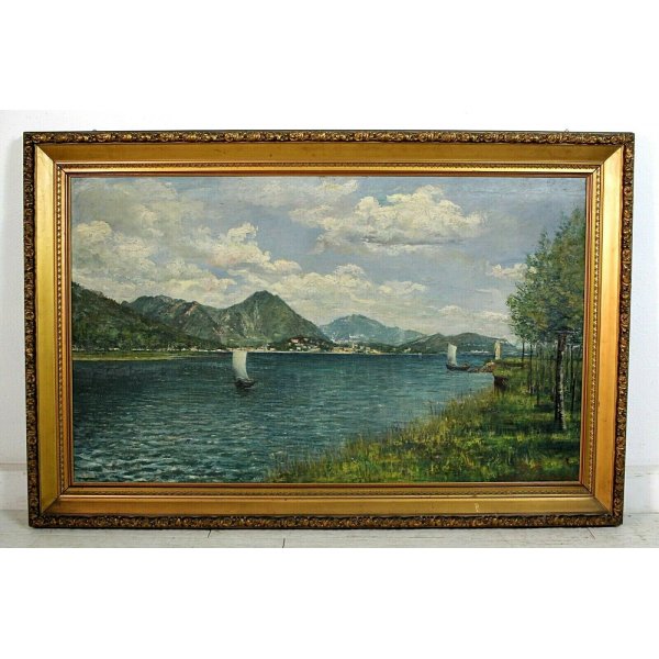 QUADRO GRANDE DIPINTO olio su tela vintage paesaggio impressionista con  cornice EUR 175,00 - PicClick IT