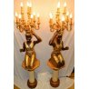 COPPIA LAMPADA TERRA VINTAGE 2 MORI BAROCCO VENEZIANO CANDELIERE DORATO MORO OLD