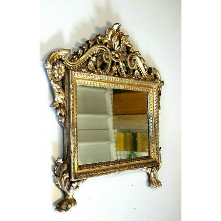 ANTICO SPECCHIO SPECCHIERA CARTAGLORIA CORNICE INTAGLIATA DORATA FOGLIA ORO '700