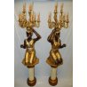 COPPIA LAMPADA TERRA VINTAGE 2 MORI BAROCCO VENEZIANO CANDELIERE DORATO MORO OLD