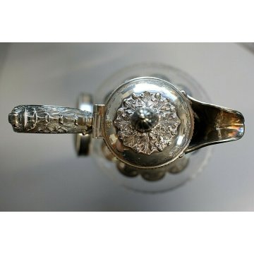 CARAFFA CRISTALLO MOLATO SILVEPLATE GLASS WINE CARAFE DECANTER Bacart(?) VINTAGE