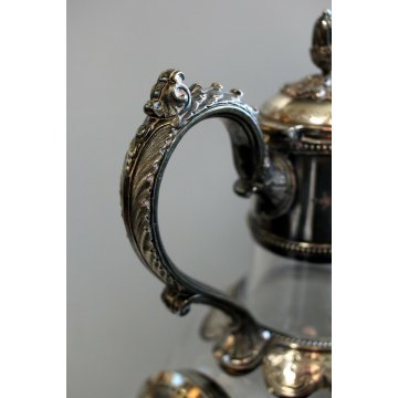 CARAFFA CRISTALLO MOLATO SILVEPLATE GLASS WINE CARAFE DECANTER Bacart(?) VINTAGE