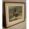 ANTICO QUADRO OLIO V. Scuffi PAESAGGIO RURALE TOSCANO CONTADINO CARROZZA CAVALLO